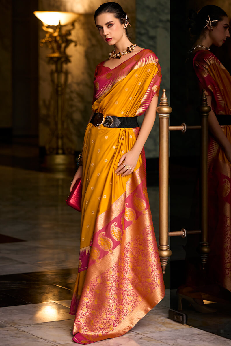 ArtyClick Orange Soft Banarasi Silk Saree