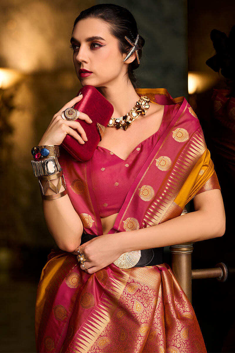 ArtyClick Orange Soft Banarasi Silk Saree