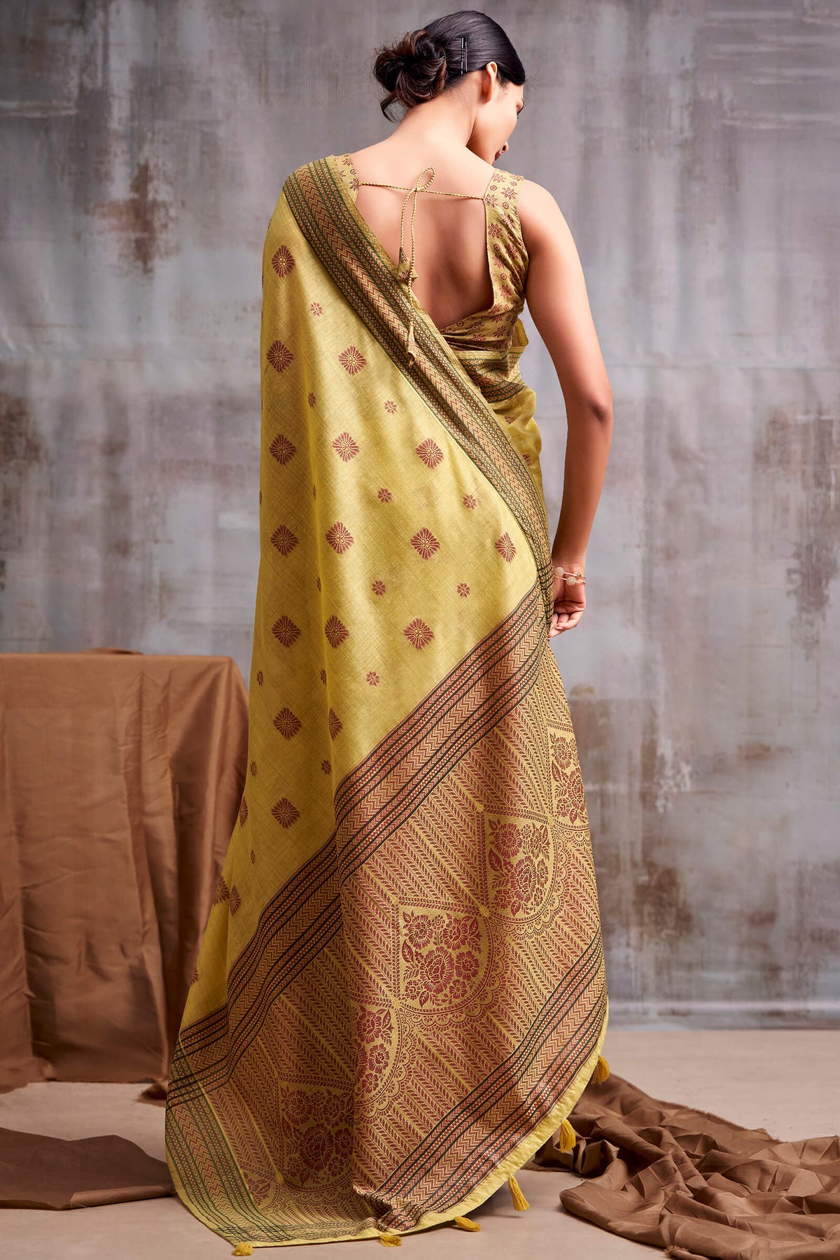 Arylide Yellow Cotton Modal Silk Saree