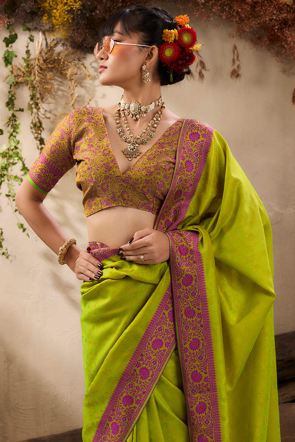 Barf Green Kanjivaram Silk Saree