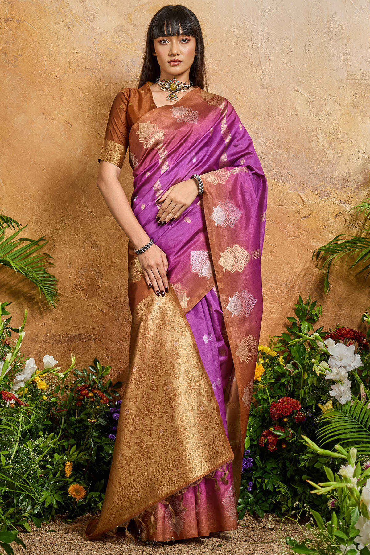 Bashful Pink Banarasi Paper Silk Saree