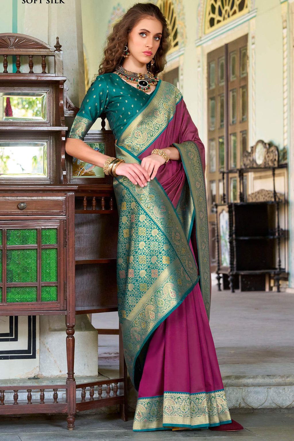 Berry Wine Soft Silk Saree