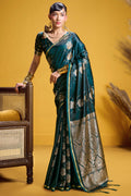 Bottle Green Zari Woven Banarasi Satin Silk Saree
