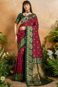 Bridal Maroon Banarasi Silk Saree