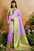 Bright Lavender Banarasi Silk Saree