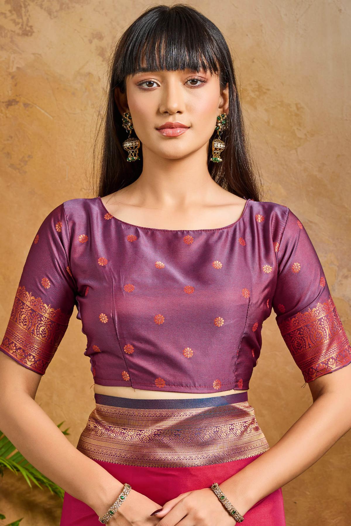 Bright Maroon Banarasi Pichwai Silk Saree