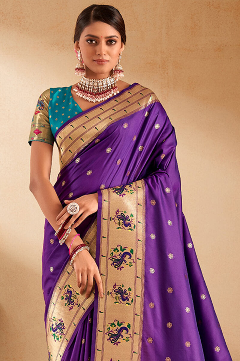 Byzantium Purple Paithani Silk Saree