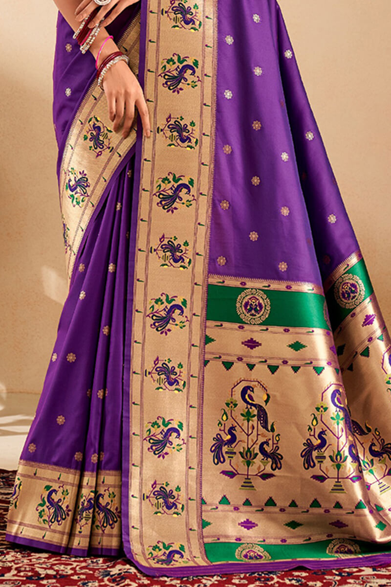 Byzantium Purple Paithani Silk Saree