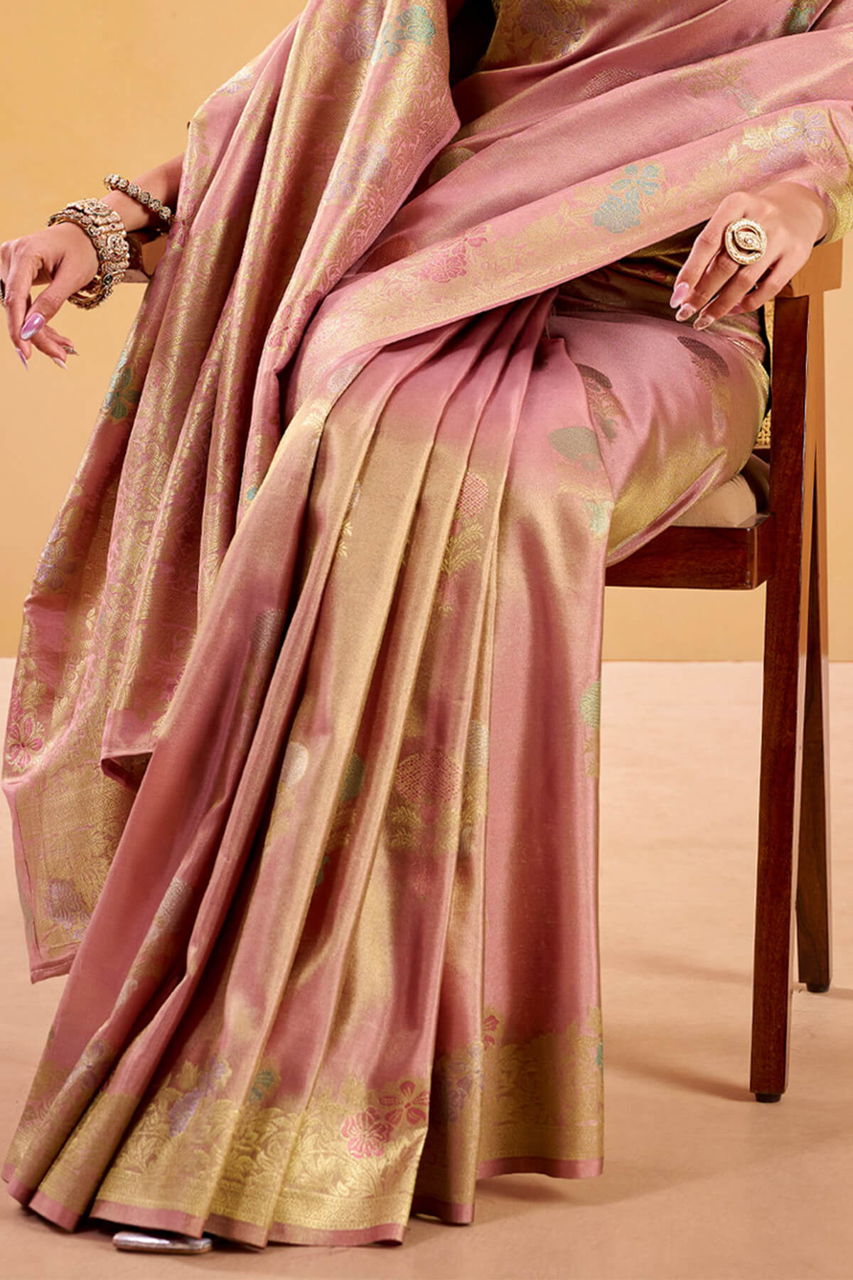Cadillac Pink Banarasi Tissue Silk Saree