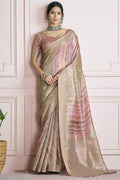 Cavern Pink Digital Printed Khadi Silk Saree