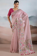 Cavern Pink Pure Tissue Silk Saree