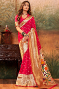 Cerise Pink Paithani Silk Saree