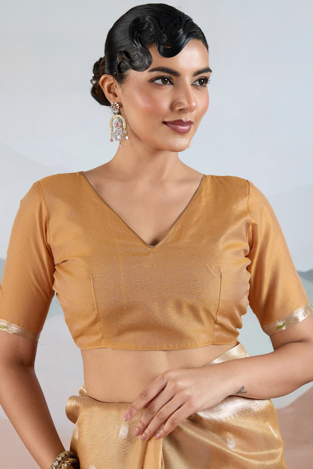 Clay Brown Paithani Tissue Silk Saree