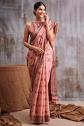 Coral Peach Cotton Modal Silk Saree