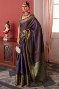 Dark Blue Zari Woven Kanjivaram Silk Saree
