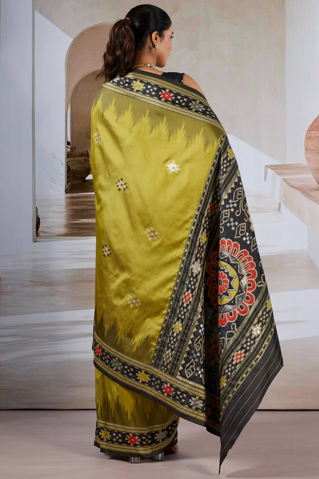 Dark Gold Patola Silk Saree