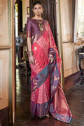 Dark Pink Banarasi Silk Saree