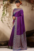Deep Purple Kanjivaram Silk Saree