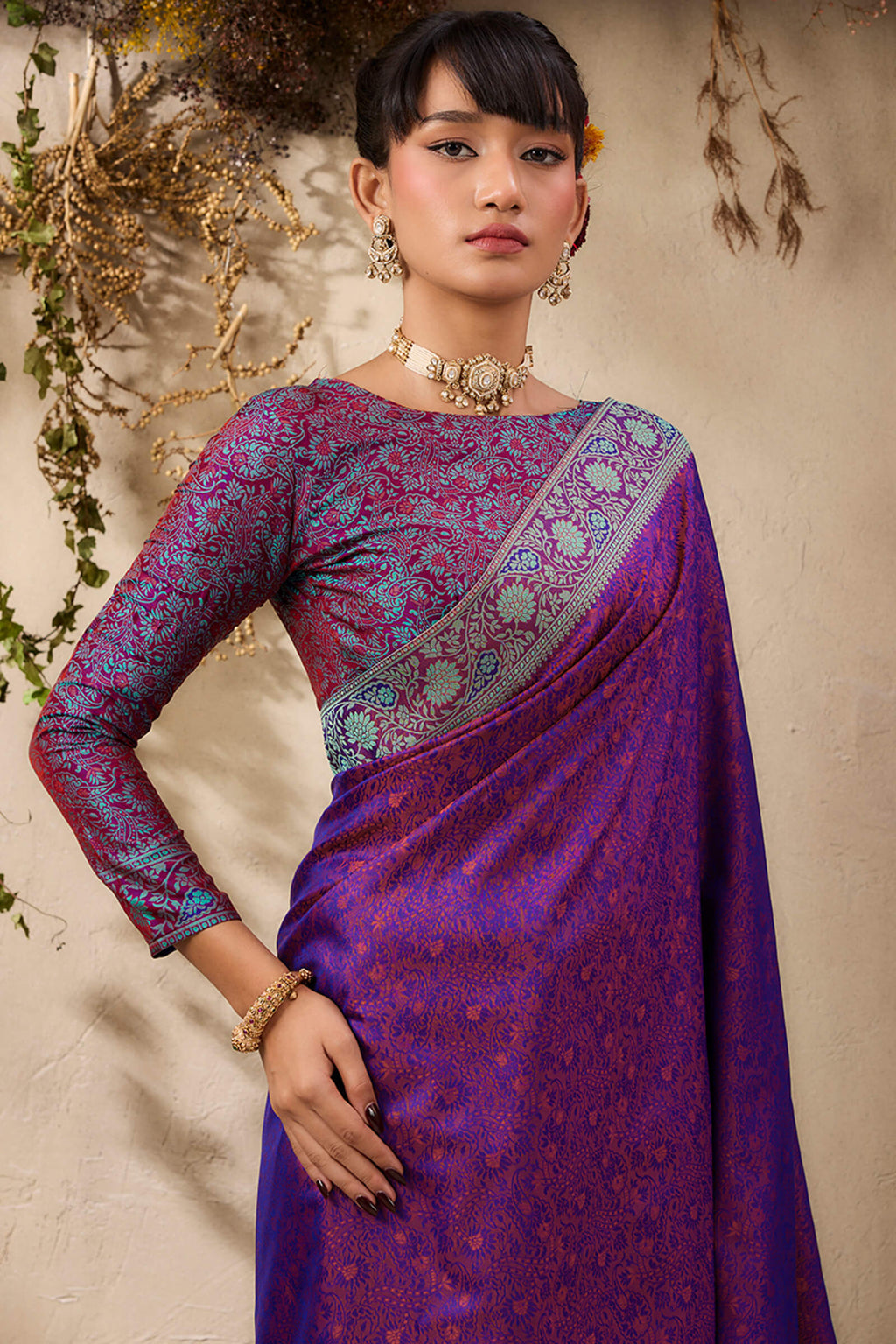 Deep Purple Kanjivaram Silk Saree