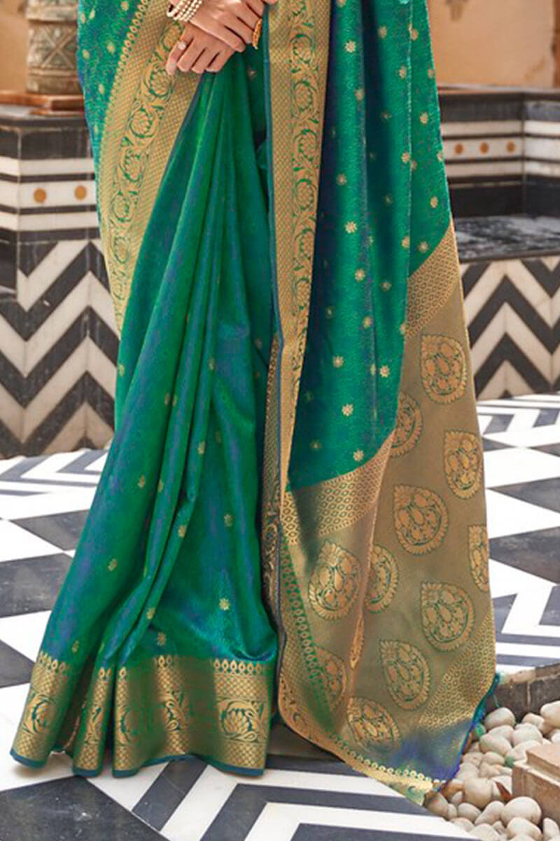 Deep Sea Green Kanjivaram Silk Saree