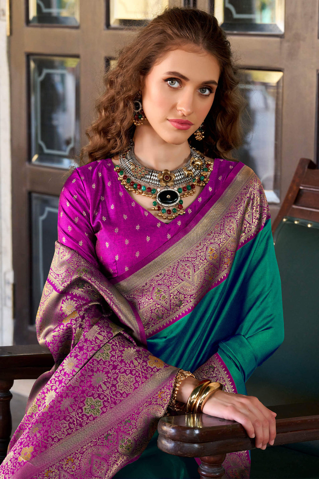 Deep Sea Green Soft Silk Saree