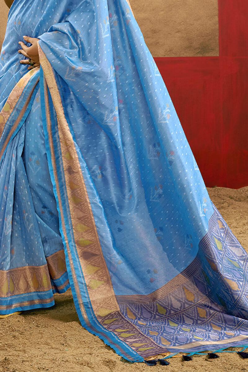 Denim Blue Patola Silk Saree