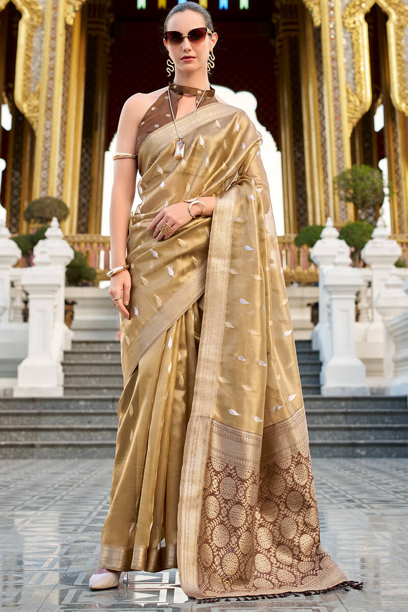 Desert Brown Tissue Silk Saree