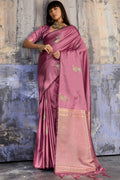 Dull Pink Zari woven Banarasi Satin Silk Saree