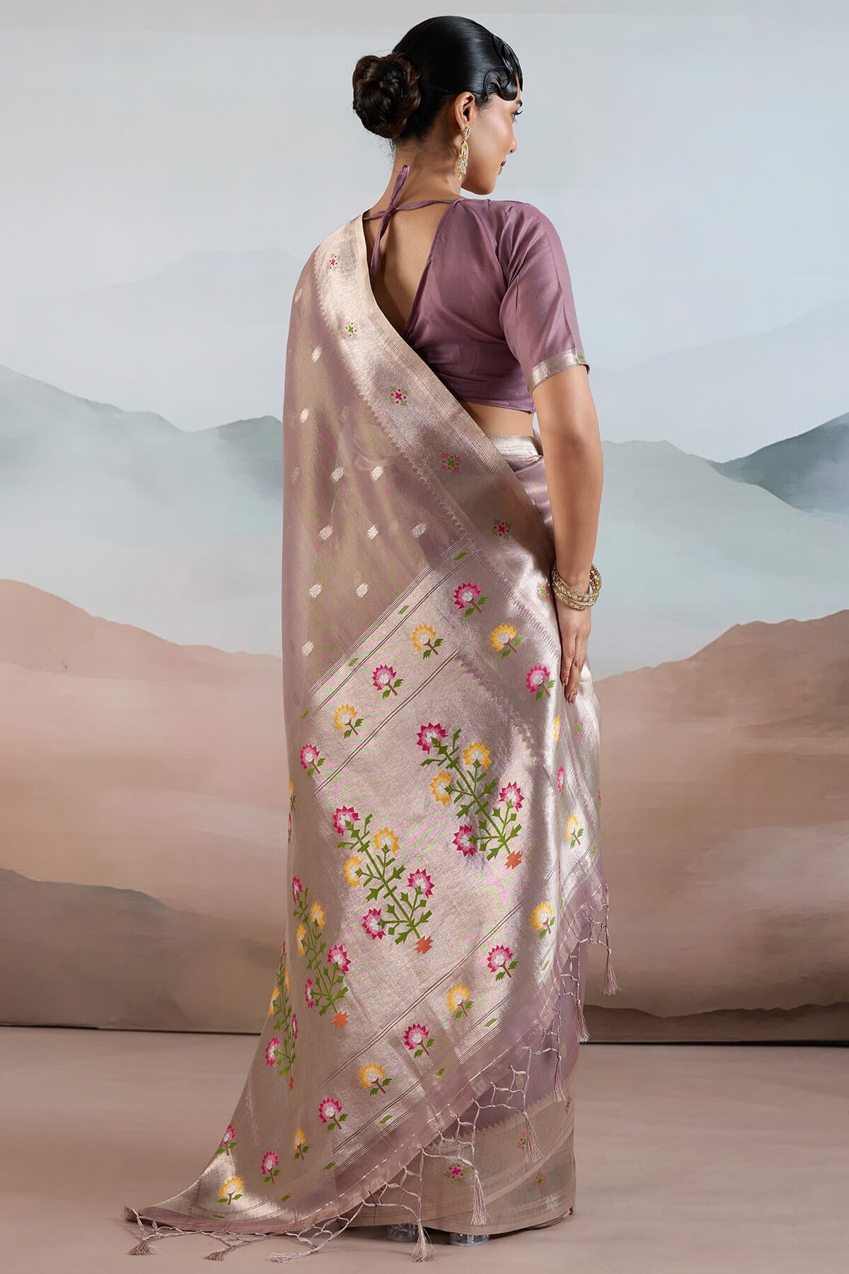 Dull Purple Paithani Tissue Silk Saree