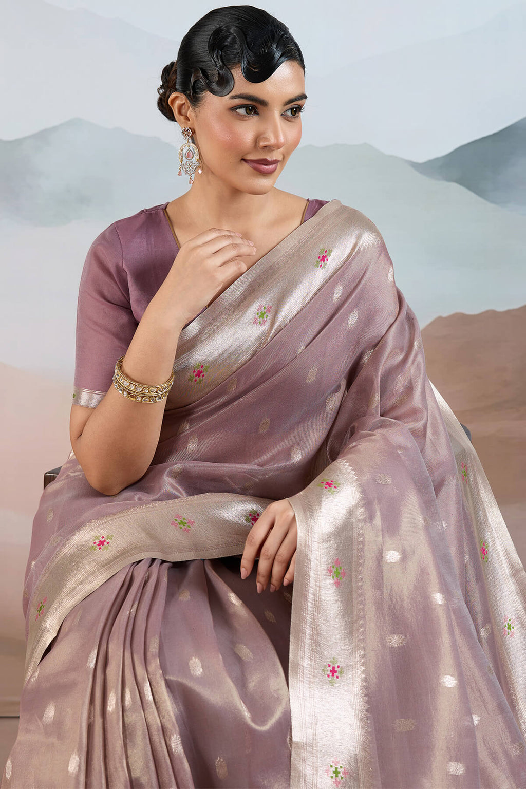 Dull Purple Paithani Tissue Silk Saree