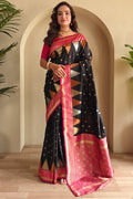 Dune Black Zari Woven Banarasi Silk Saree