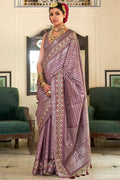 Dusky Purple Digital Printed Soft Silk Saree