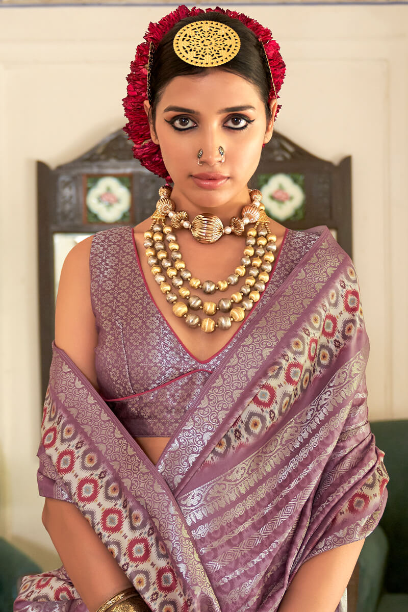 Dusky Purple Digital Printed Soft Silk Saree