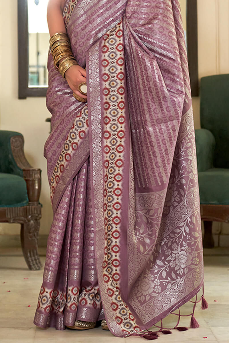 Dusky Purple Digital Printed Soft Silk Saree