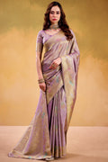Dusty Lavender Banarasi Tissue Silk Saree