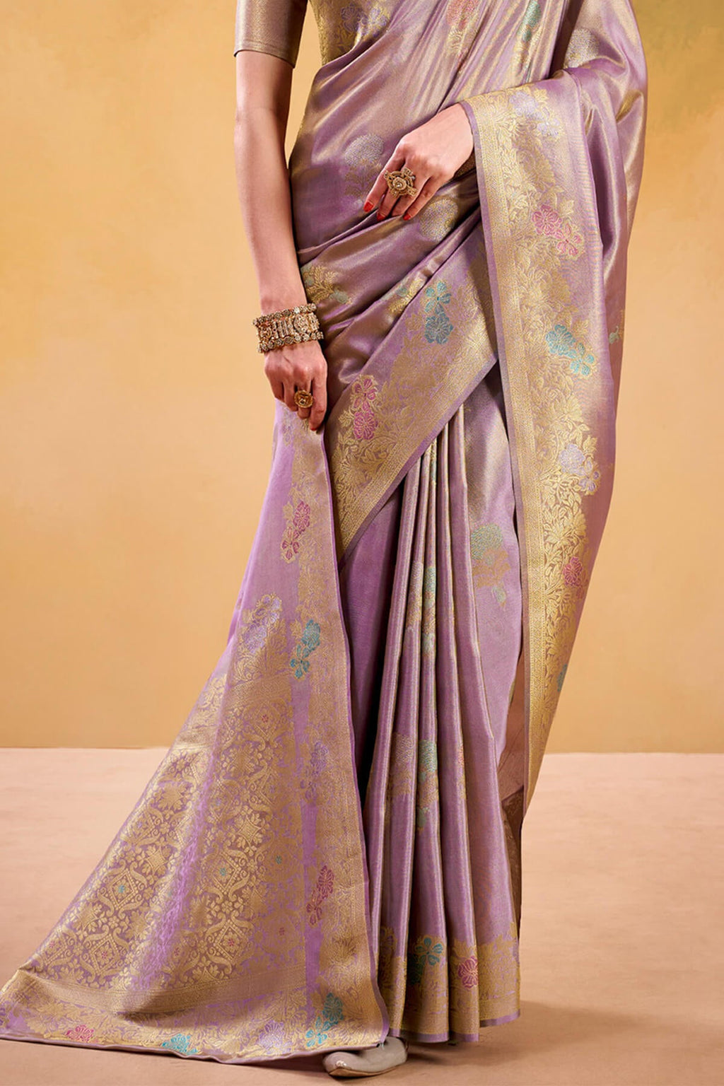 Dusty Lavender Banarasi Tissue Silk Saree