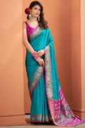 Eastern Blue Patola Silk Saree