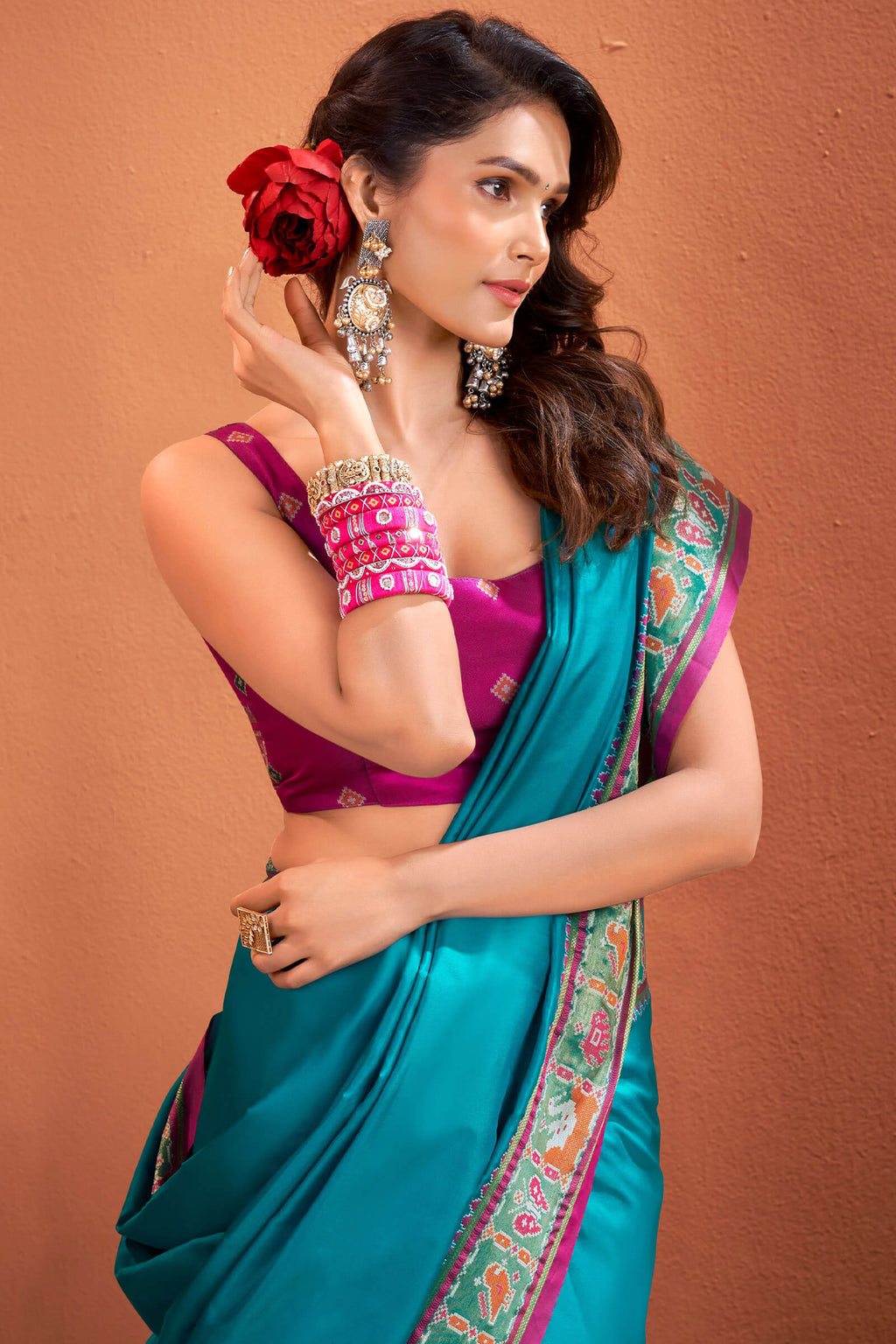 Eastern Blue Patola Silk Saree