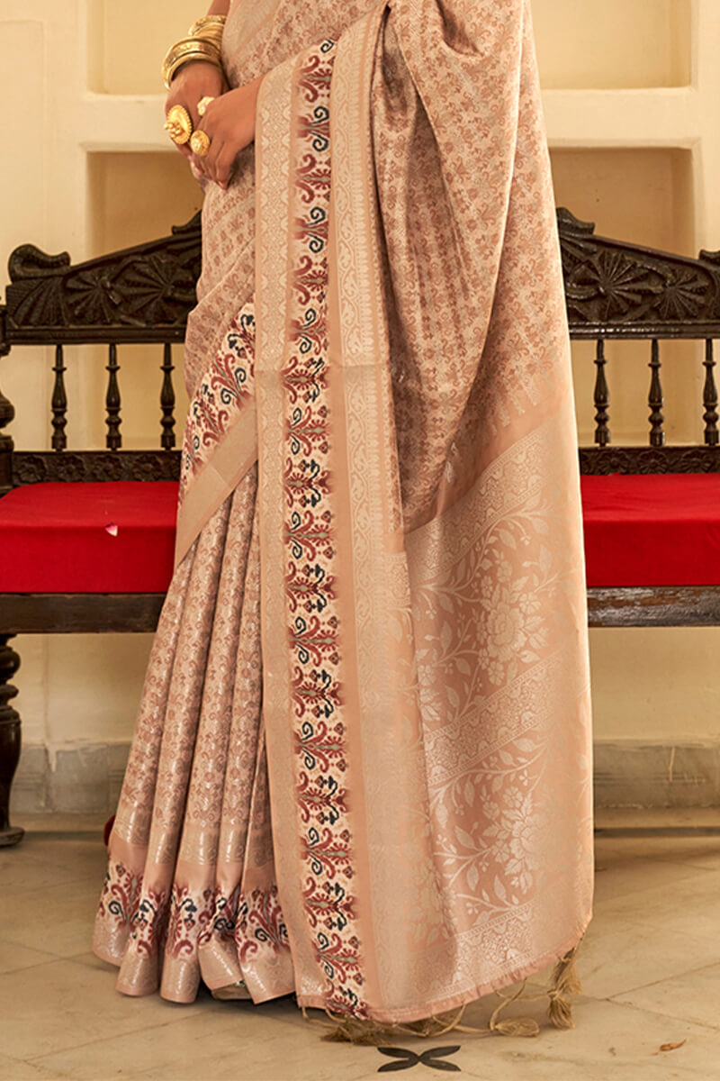 Fawn Beige Digital Printed Soft Silk Saree