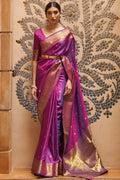 Flirt Purple Kanjivaram Silk Saree