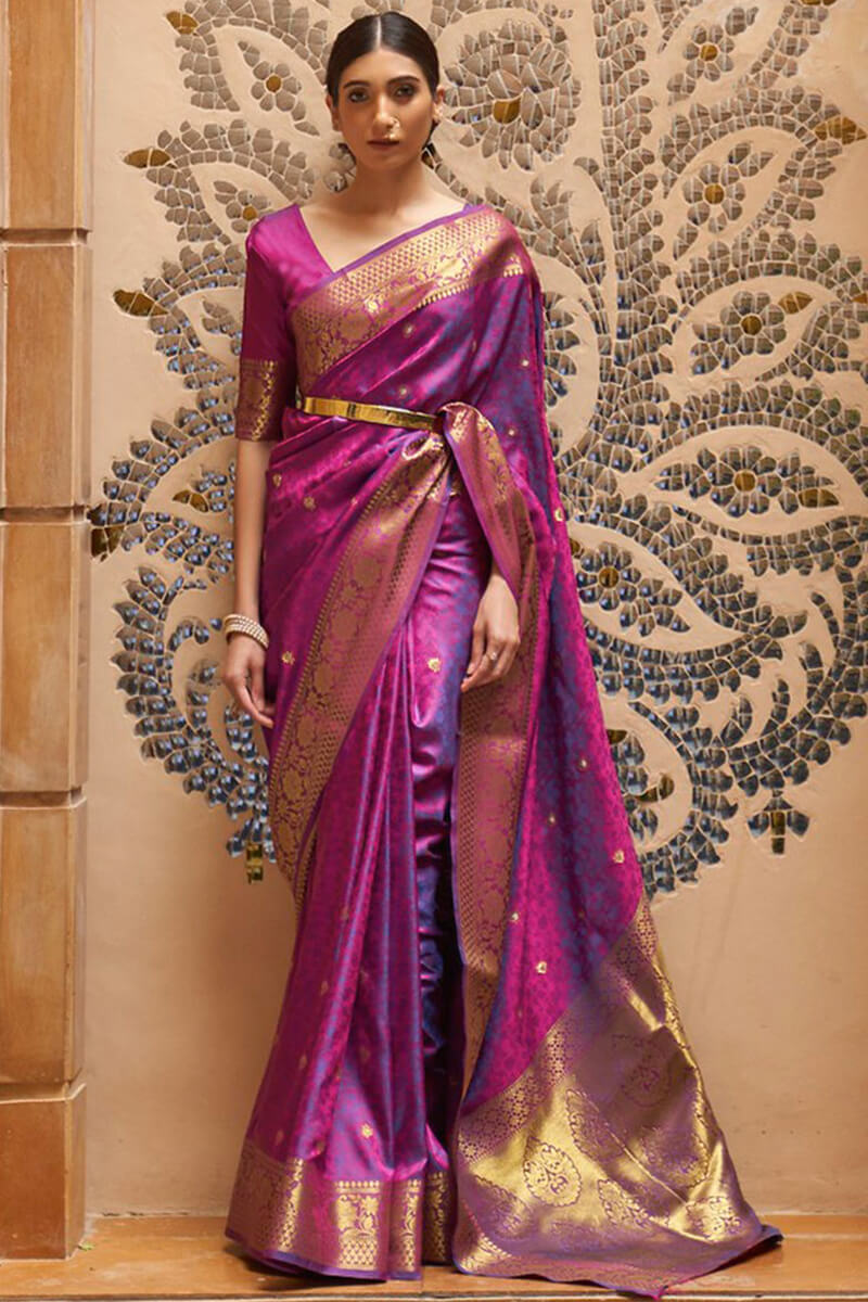 Flirt Purple Kanjivaram Silk Saree