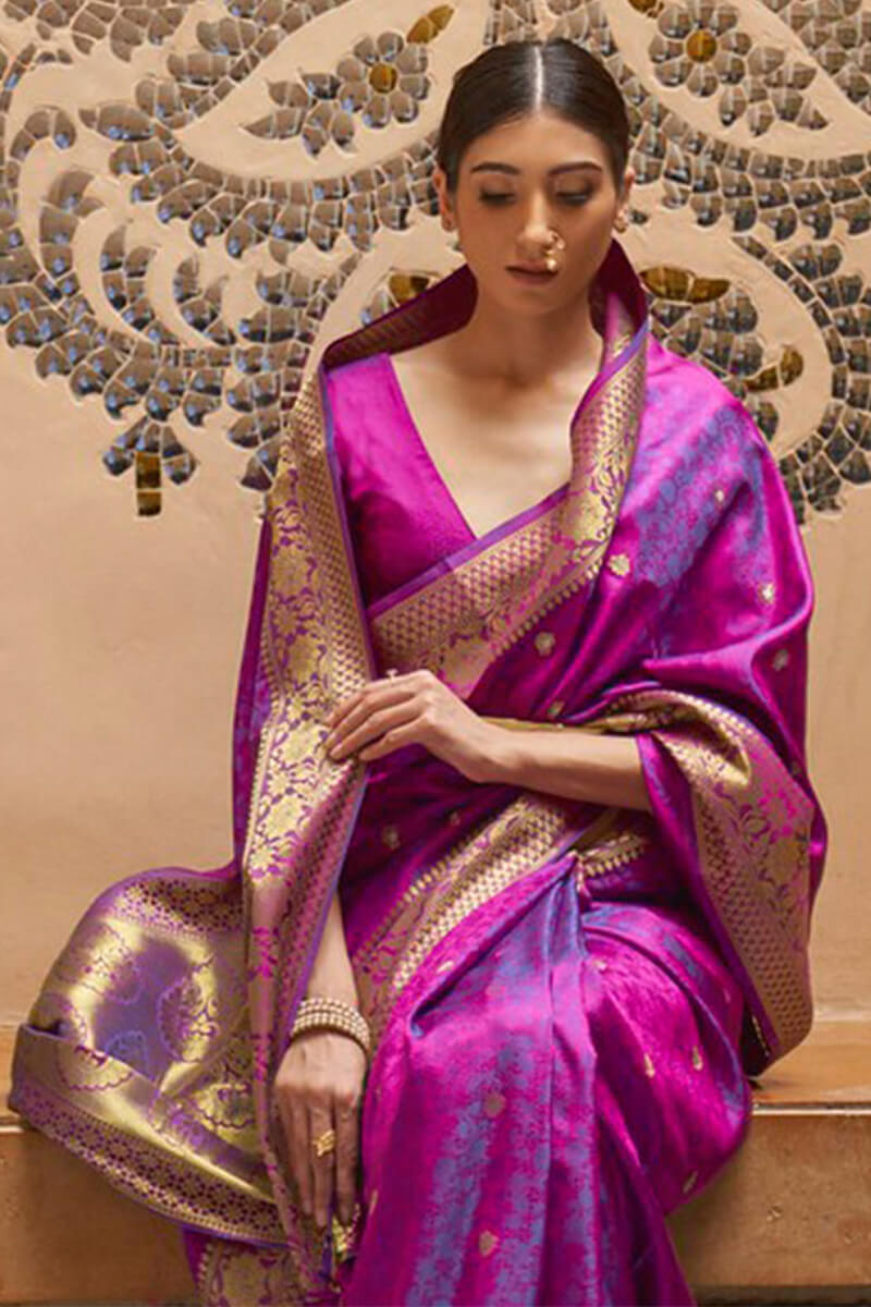 Flirt Purple Kanjivaram Silk Saree