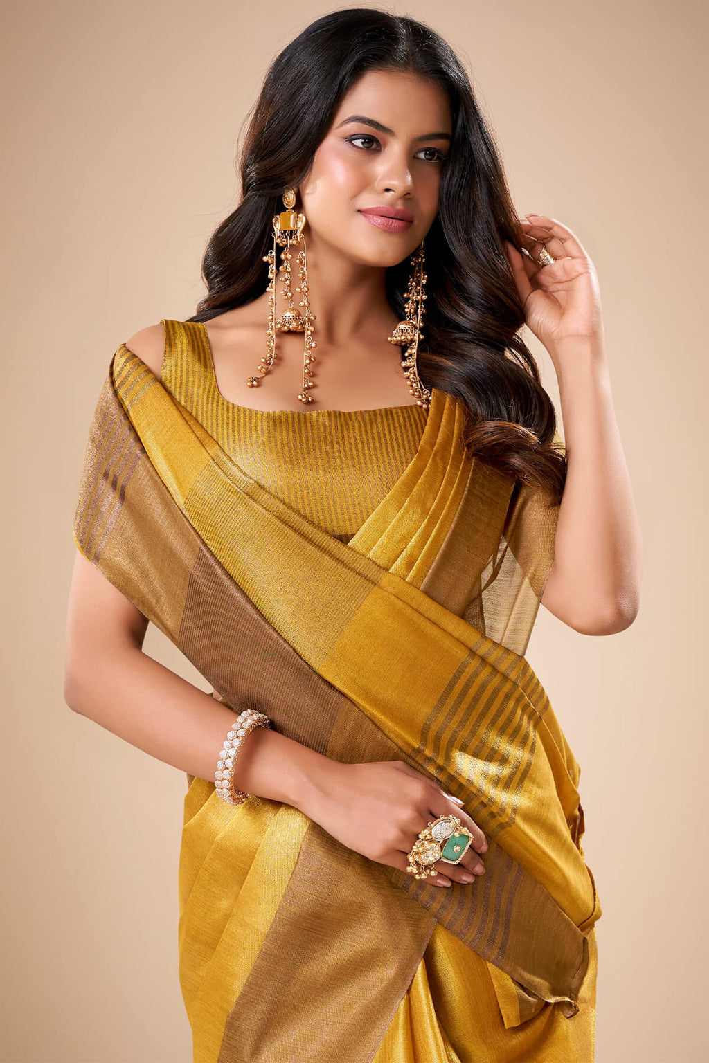 Fuel Yellow Banarasi Tissue Silk Saree