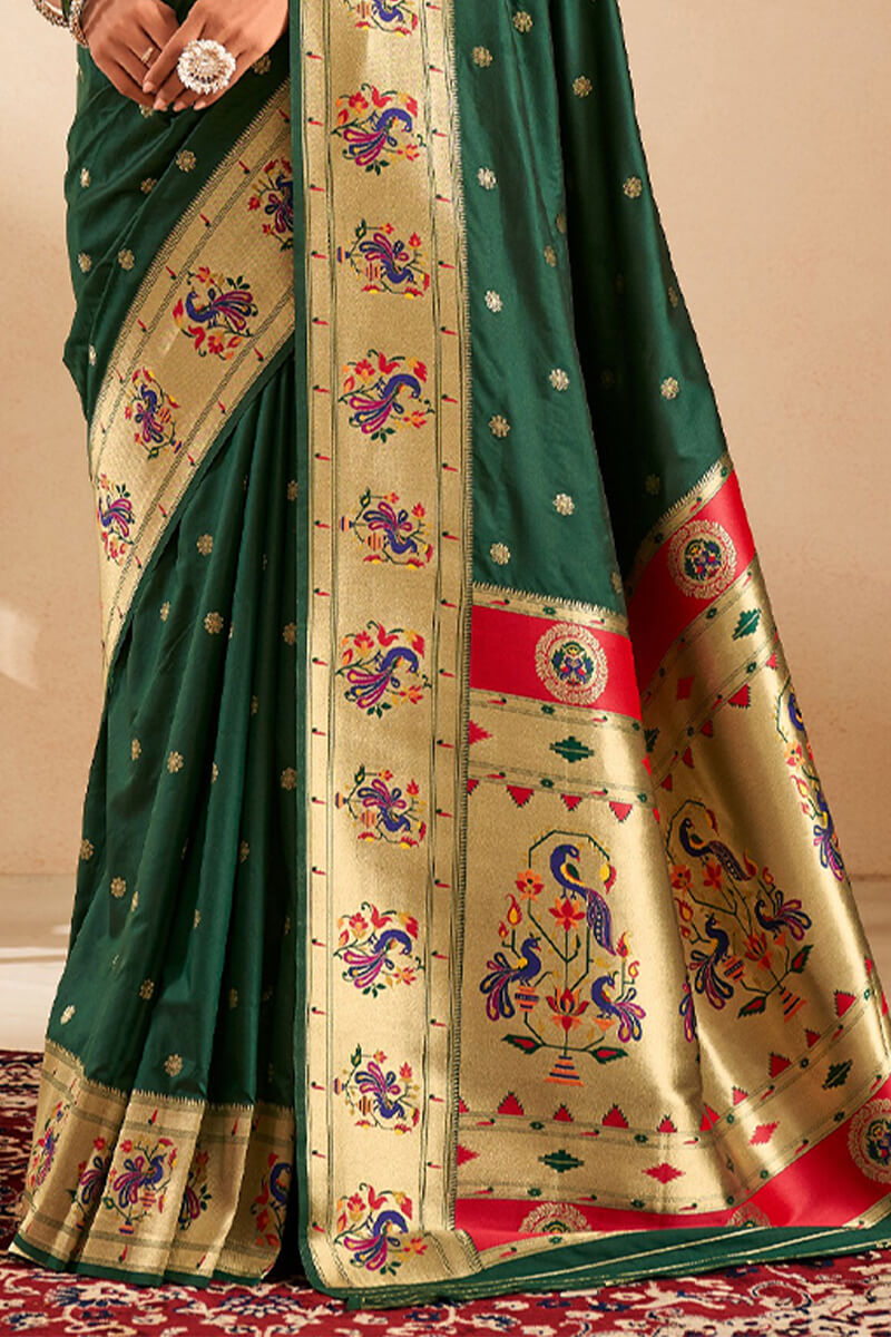 Gable Green Paithani Silk Saree
