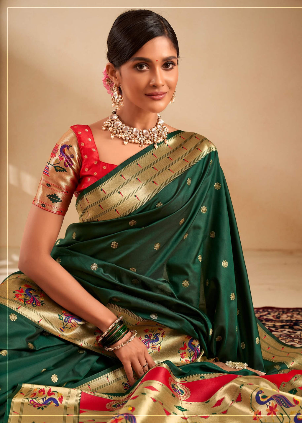 Gable Green Paithani Silk Saree