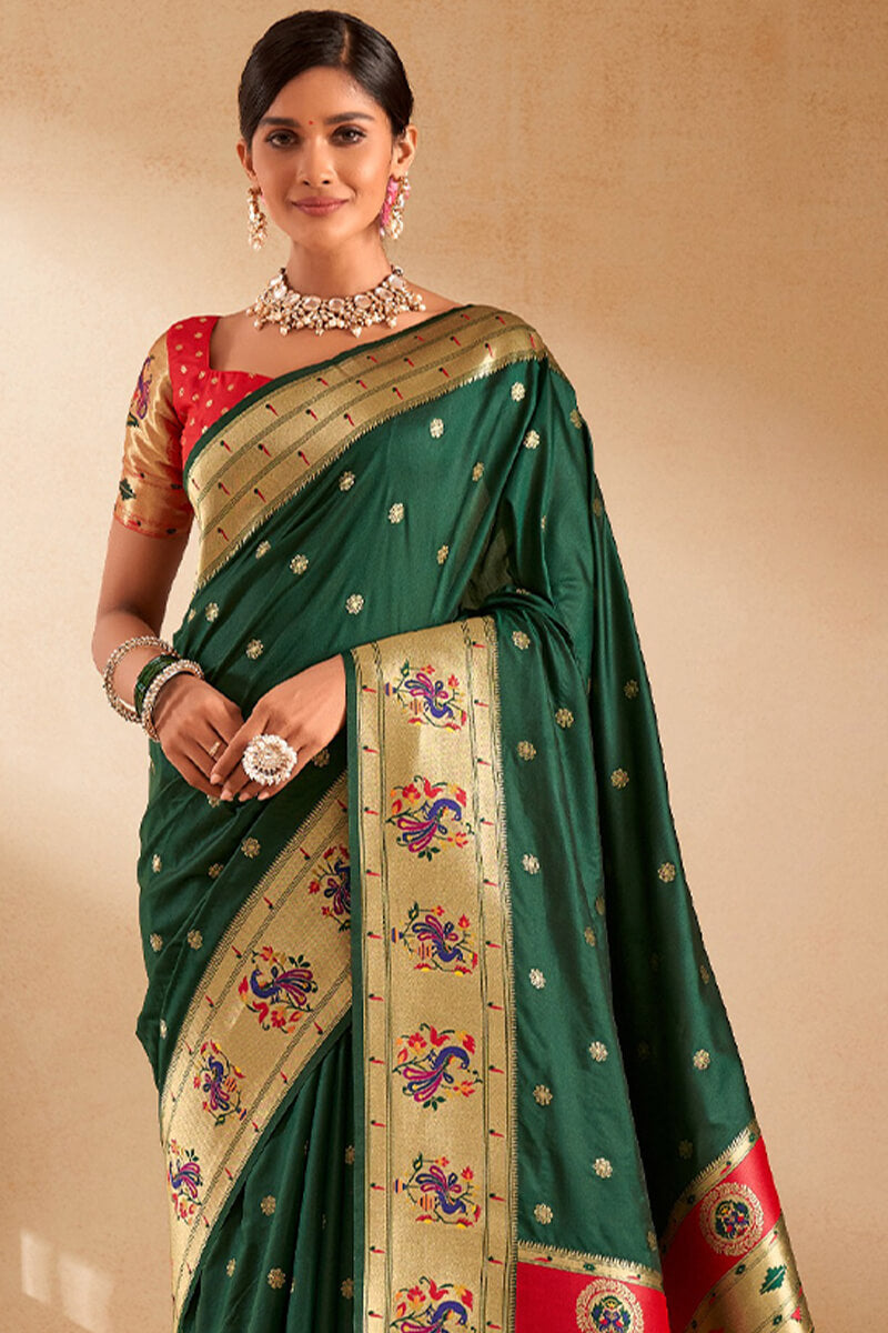Gable Green Paithani Silk Saree