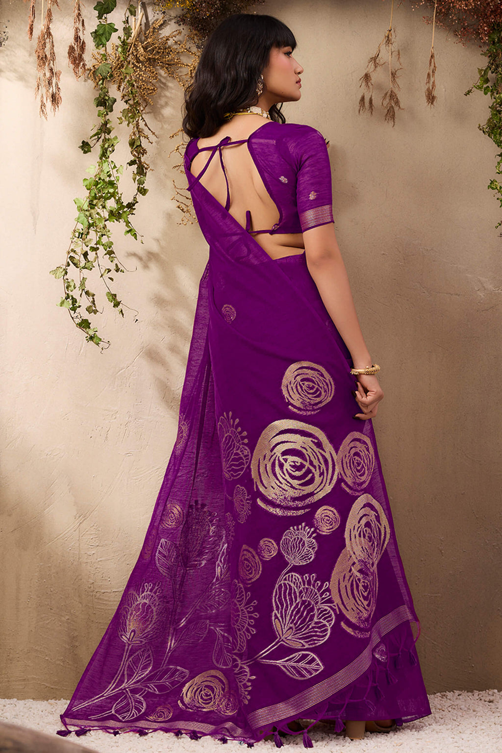 Grape Purple Munga Silk Saree