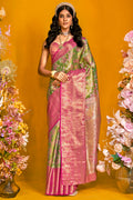 Grass Green Kanjivaram Silk Saree