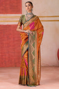 Halloween Orange Handloom Banarasi Silk Saree