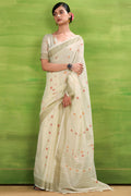 Hampton Beige Linen Silk Saree